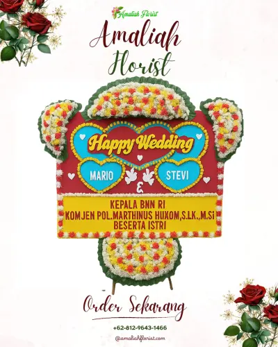 Karangan Papan Bunga Pernikahan di Perbawati